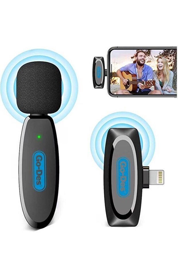 Auto-Syncs Clip-on 2.4G Wireless Lavalier Microphone For iPhone And iOS Devices 20M Accessibility