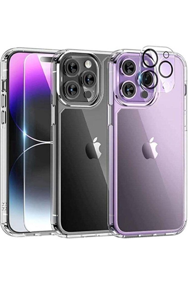 iPhone 14 Pro Max Case, [5 in 1] Clear Case with 2X Screen Protector + 2X Camera Lens Protector