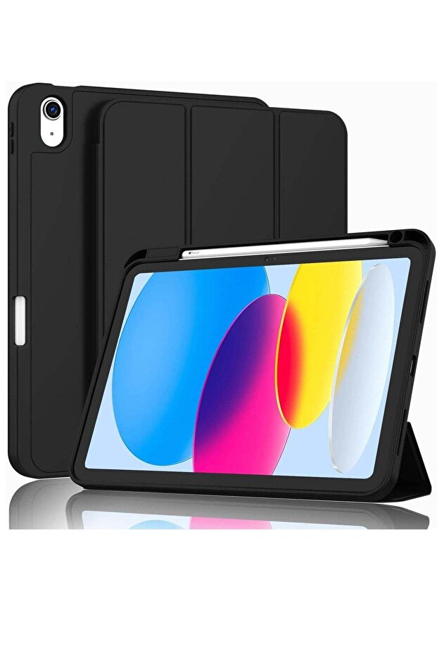 iPad 10th Generation Case (10.9 Inch, 2022) – Smart Case with Pencil Holder, Soft TPU Back, Auto Wake/Sleep Support – New Black