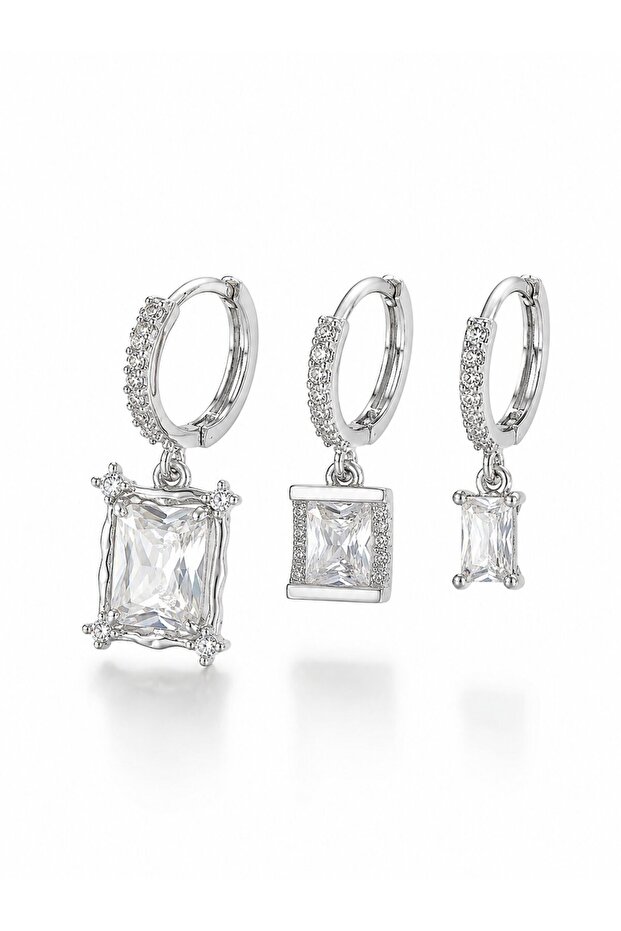 Silver Color Zircon Stone Women's Earrings