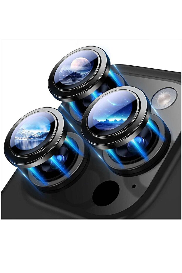 iPhone 15 Pro Max/iPhone 15 Pro Camera Lens Protector, 9H Tempered Glass, Black Titanium