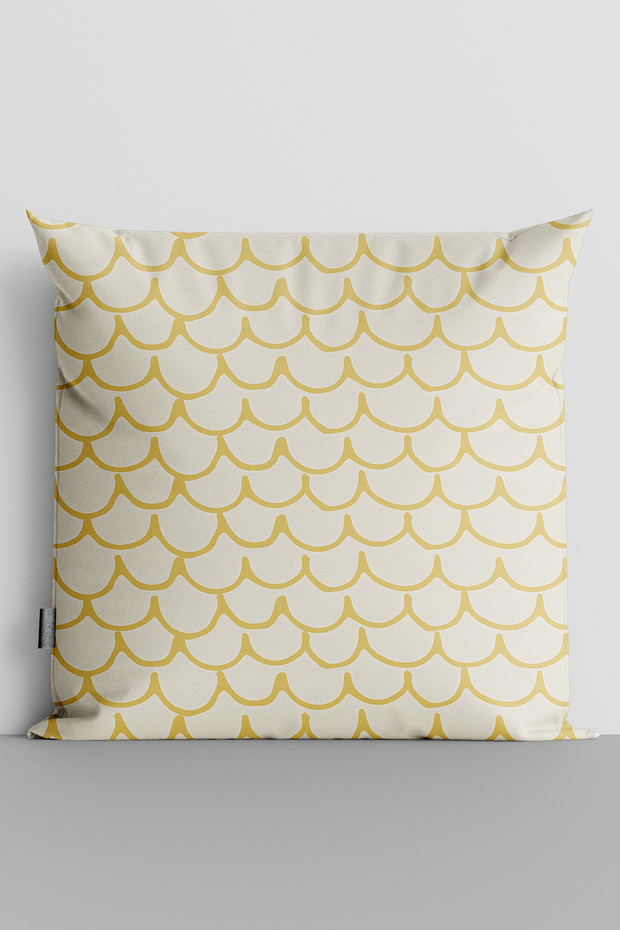 Yellow Wavy Lines Double Sided Digital Printed Throw Pillow Cover - 2351