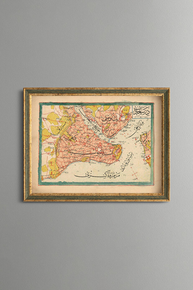 خريطة اسطنبول 1909 - لوحة بنمط عتيق - نموذج رفيع - ملحوظة: نموذج رفيع - ملحوظة: نموذج رفيع