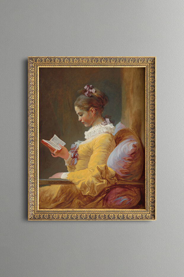 Girl Reading a Book - Vintage Patterned Painting - Fine Model