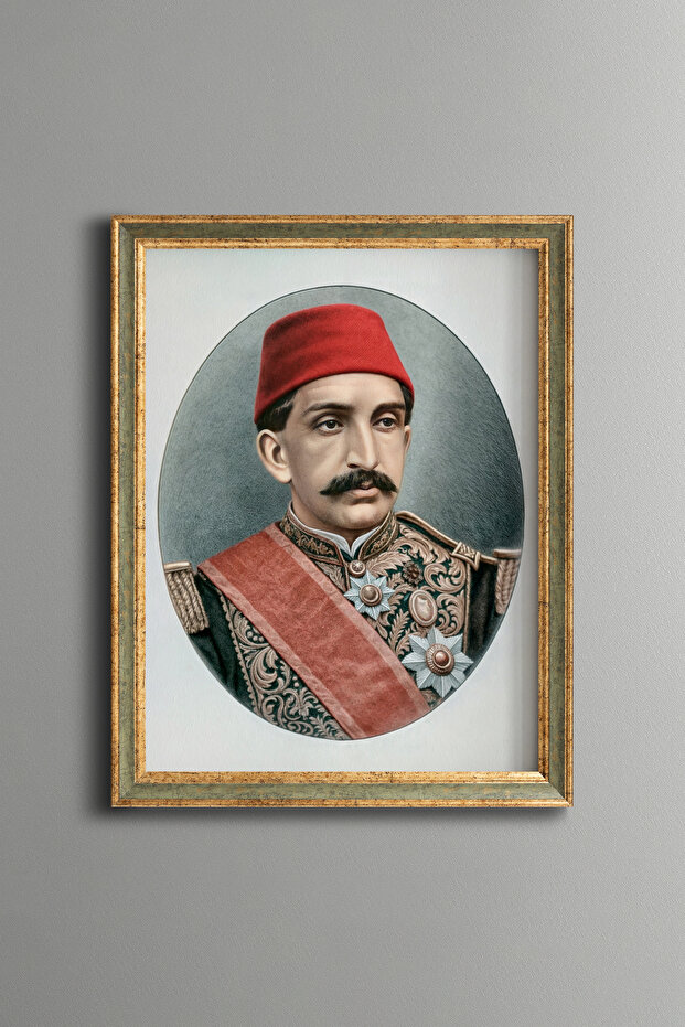 II. سلطان عبد الحميد هان - لوحة منقوشة عتيقة الطراز - نموذج رفيع