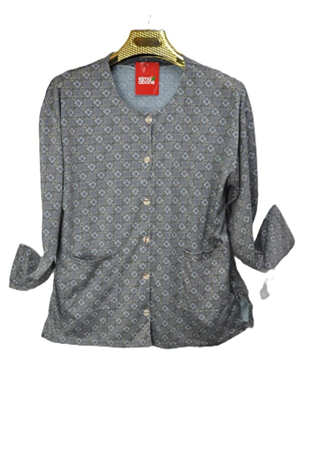 Plus Size Mother Paper Print Combed Cotton Blouse