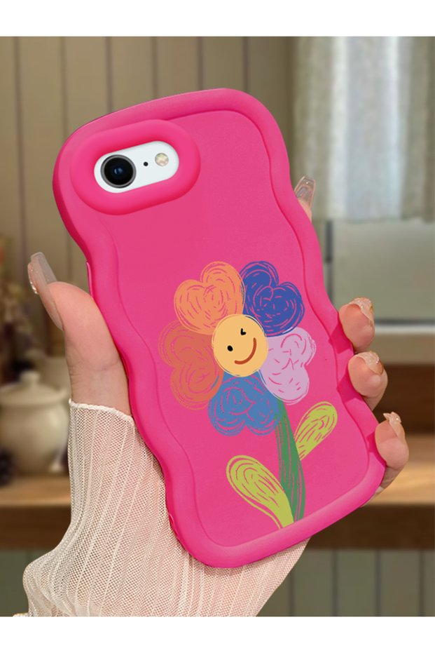 حافظة متوافقة مع هاتف iPhone 7، حافظة حماية للكاميرا من السيليكون الأحمر، حافظة هاتف بنمط زهور