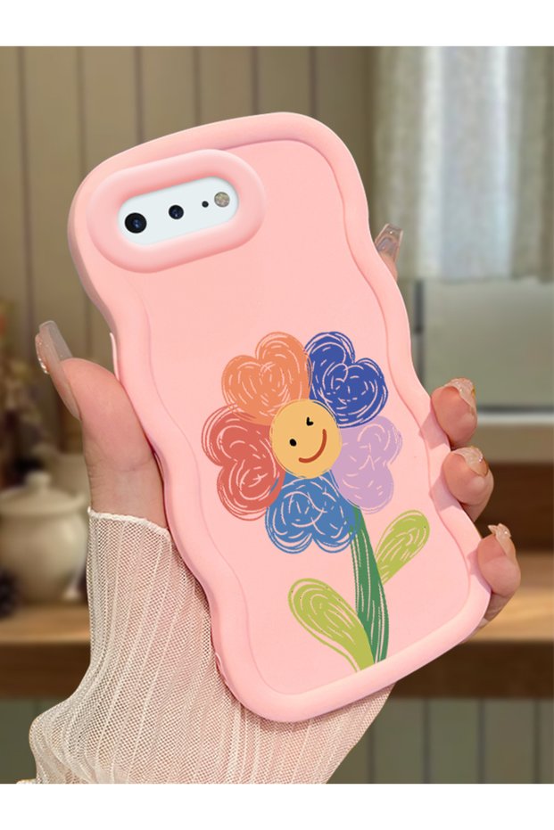 حافظة متوافقة مع هاتف iPhone 8 Plus، حافظة حماية للكاميرا من السيليكون باللون الوردي، حافظة هاتف بنمط زهور