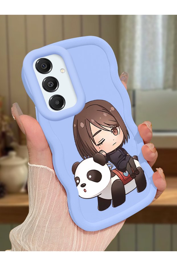 Samsung Galaxy A16 Compatible Case Camera Protective Blue Silicone Couple Phone Case Panda Pattern