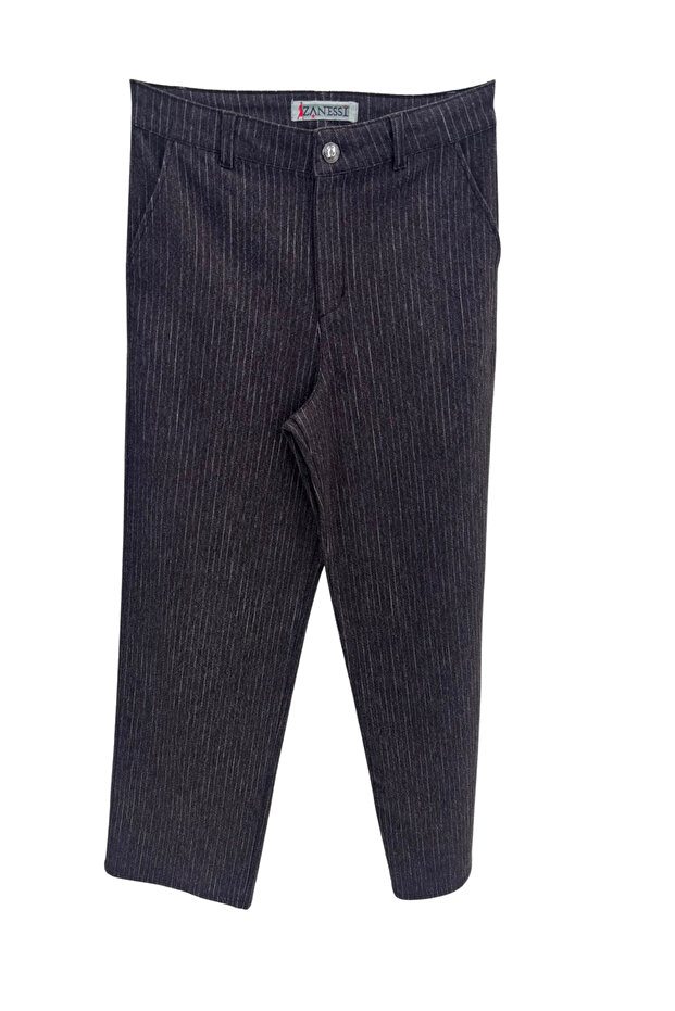 Plus Size Zippered Striped Lycra Knitted Women's Trousers