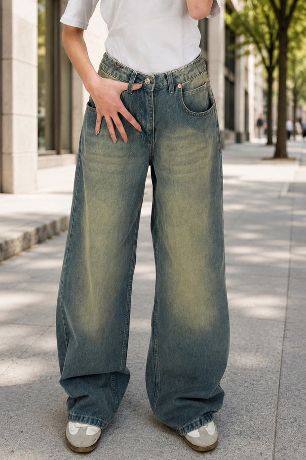 Vintage Sage Wide Leg Jean