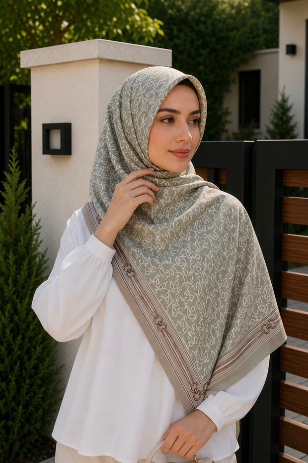 Mint Green Patterned Cotton Shawl