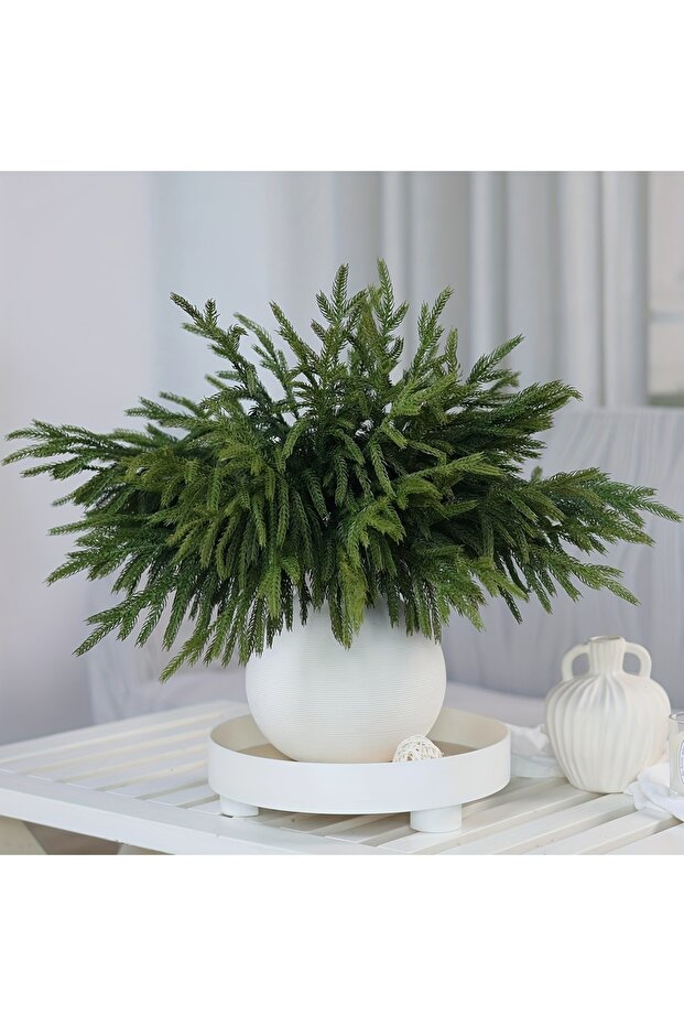5pcs 5pcs Real Touch 18" Norfolk Pine Branches - Faux Cedar Stems for DIY Crafts, Garland, Wreath &