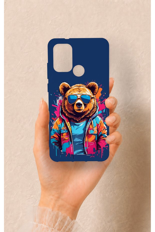 Casper Via F20 Compatible Bear Patterned Silicone Case with Glasses