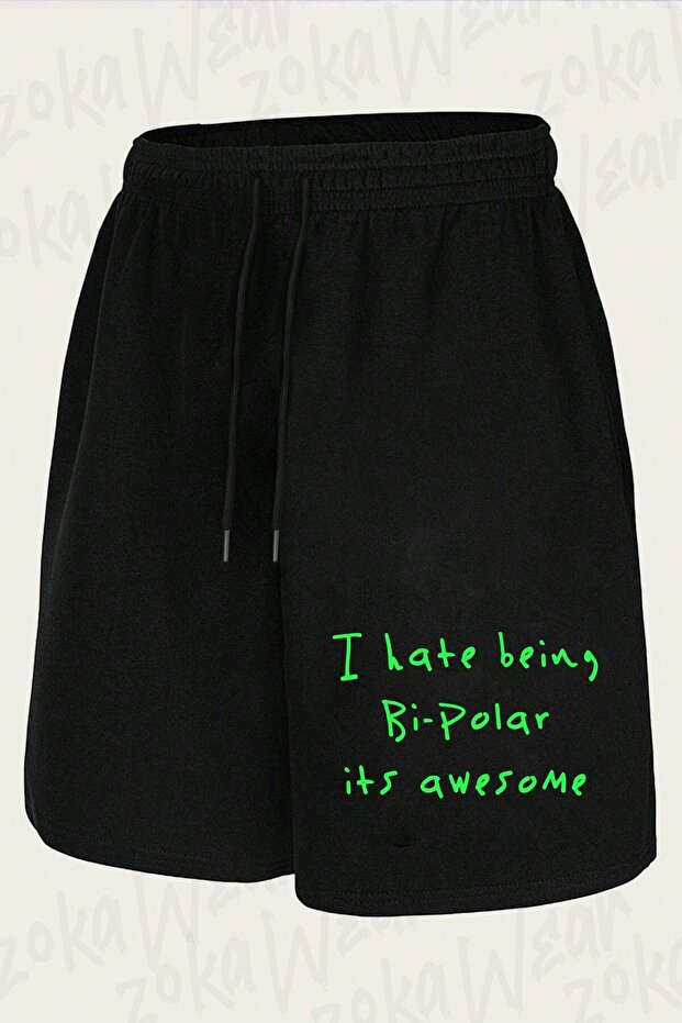 شورت مطبوع بتصميم I hate being bipolar للجنسين