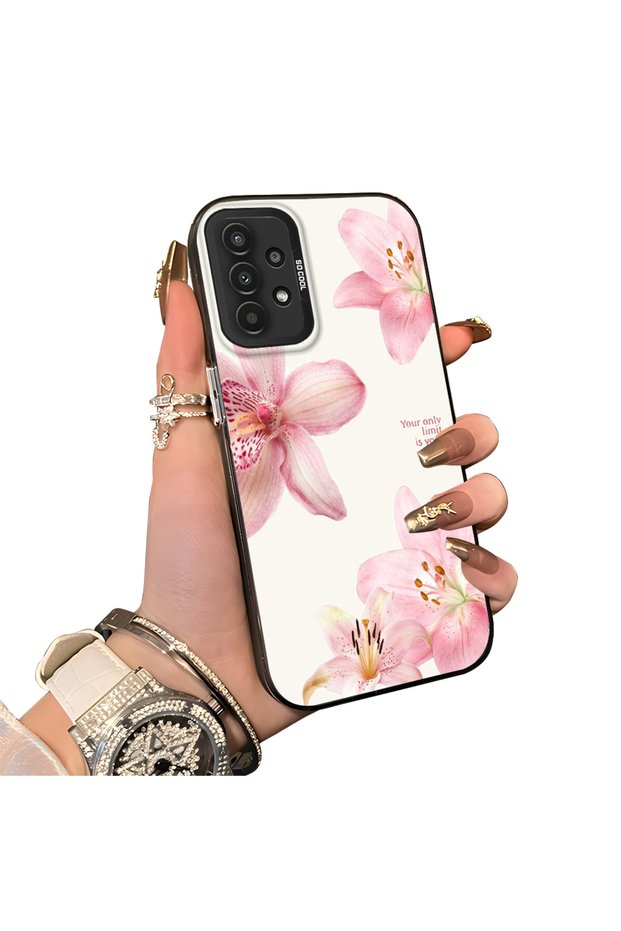 Samsung Galaxy A13 4g Compatible Silicone Edge Hard Back Case Couple Phone Case with Floral Pattern
