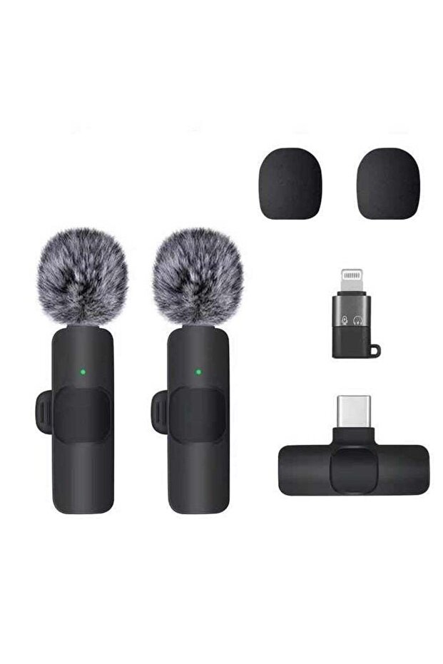 N9 Mini Mic Pro Wireless Microphone for iPhone iPad Android Lavalier Microphone for Video Recording -2 Pack