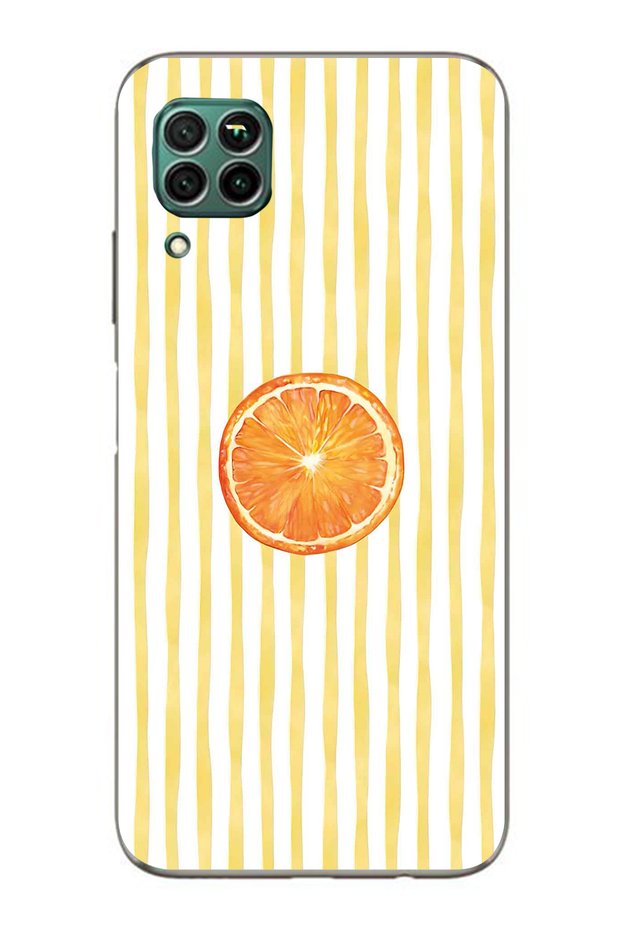 Huawei P40 Lite Compatible Orange Slice Patterned Transparent Phone Case