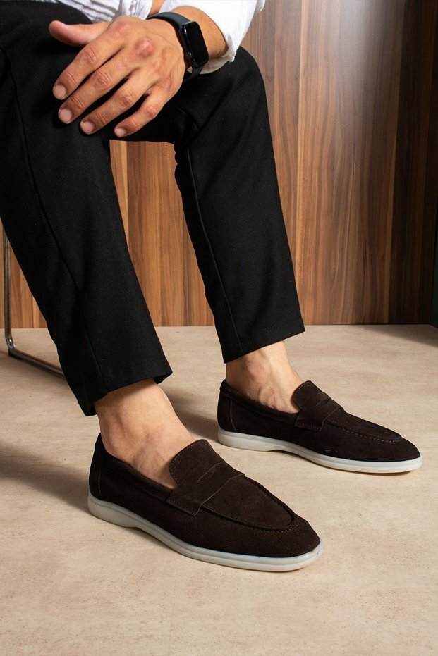Zrc2621 - Premium Suvex Laceless Genuine Leather Men's Classic Shoes Brown