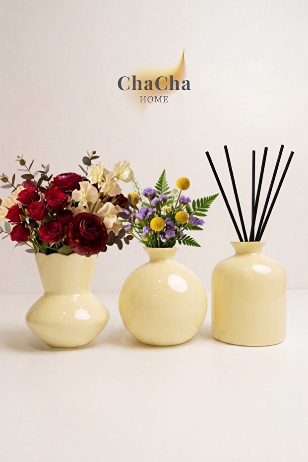 Tuscany Imported Handmade Blown Glass 3-Piece Vase Set | Decorative Object | Home Gift