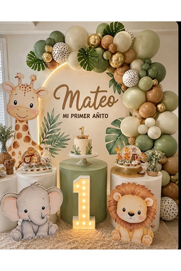 Chrome Beige Green Caramel Cheetah Patterned Balloon Chain Set of 100