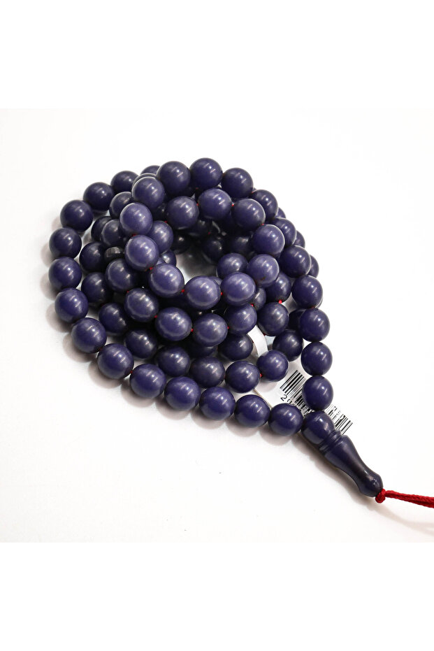 Afghan Musk Rosary 99 Beads 6.5mm Deep Blue Prayer Beads 24g with Red Cord Tassel