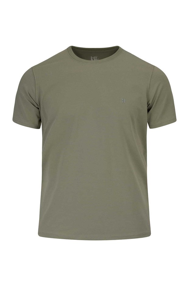 Vetiver Green Regular Fit Crew Neck Cotton T-Shirt