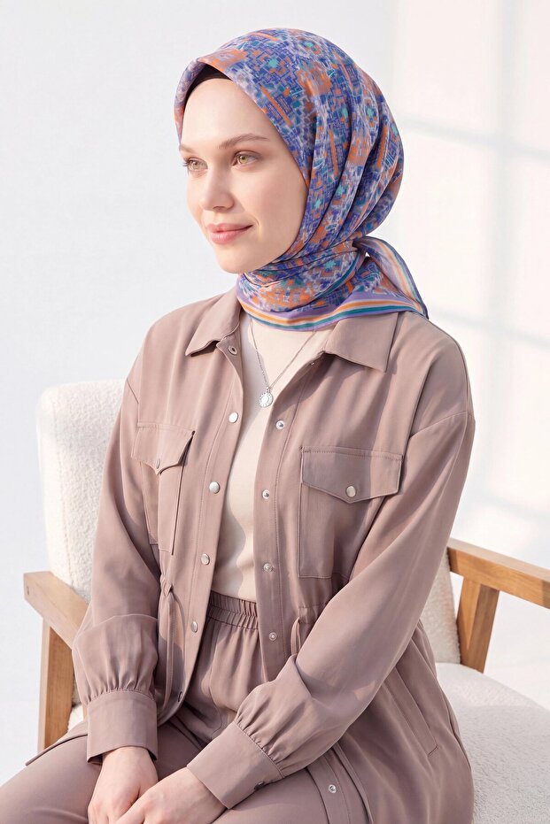 وشاح ناعم من نوع بيكسل إثني باللون الأرجواني