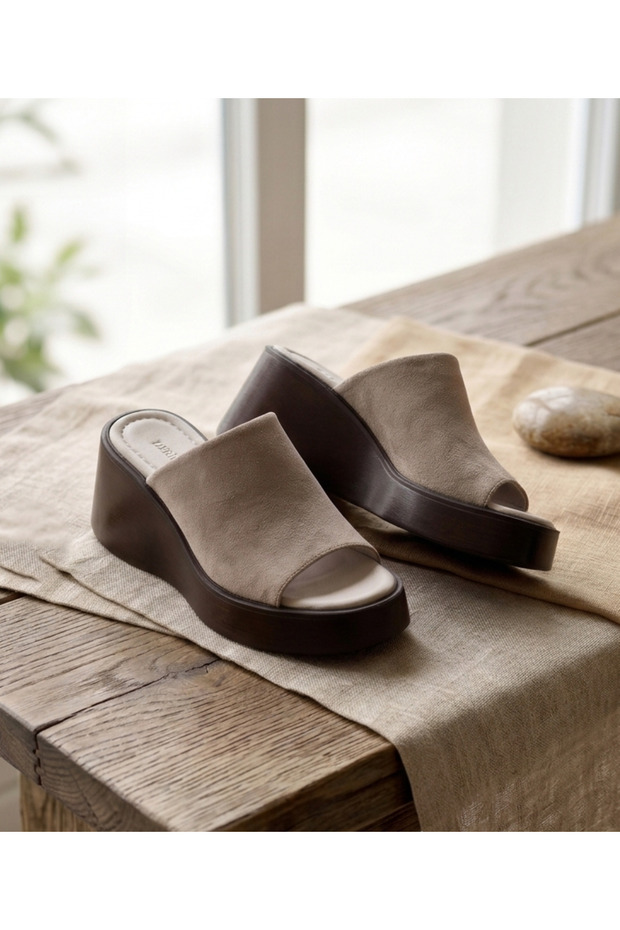 Genuine Leather Mink Suede Women's Leather Slippers Dp26-1700