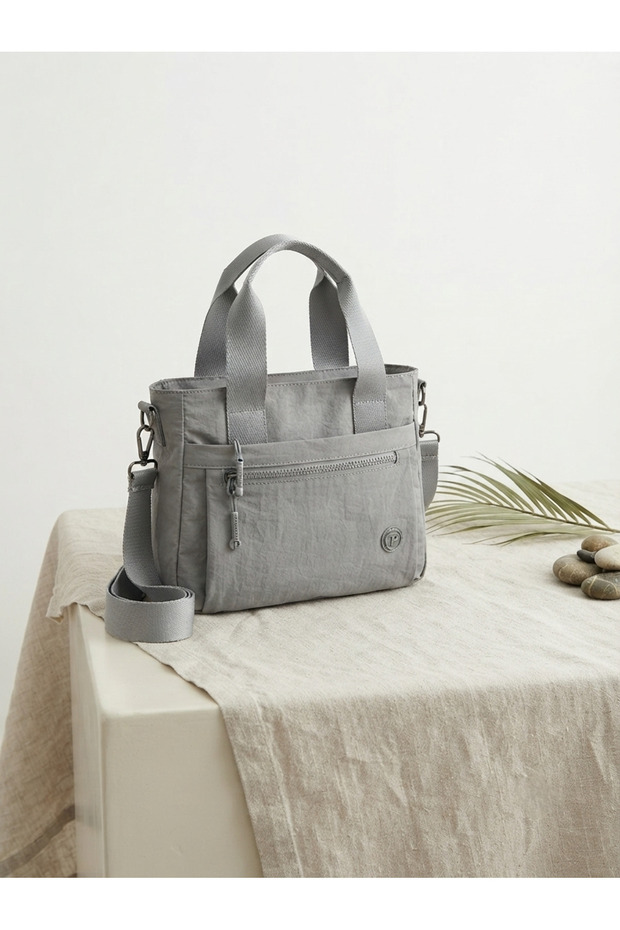 Women's Soft Imported Soft Clinker Fabric Multi-Compartment Medium Size Bag with Hand Shoulder Strap 27*22