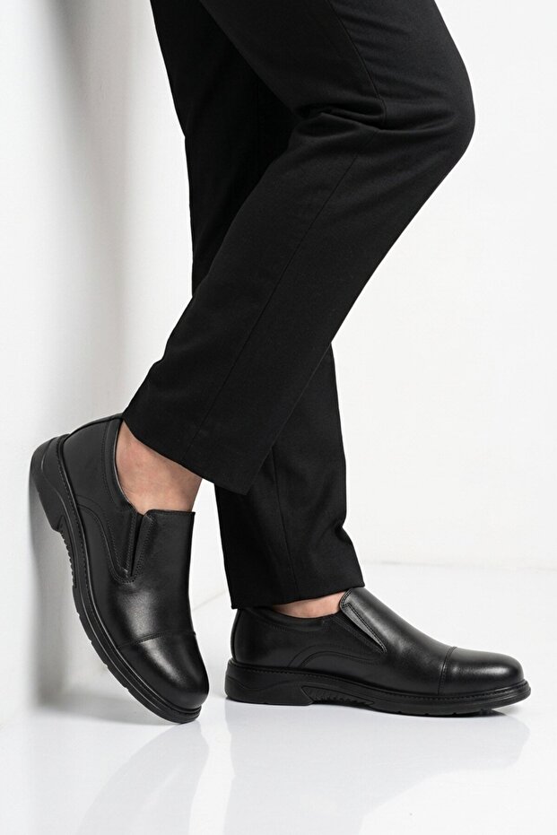Black Genuine Leather Men's Casual Shoes