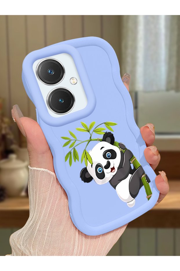 Vivo Y27 Compatible Case Camera Protector Blue Silicone Couple Phone Case Panda Pattern