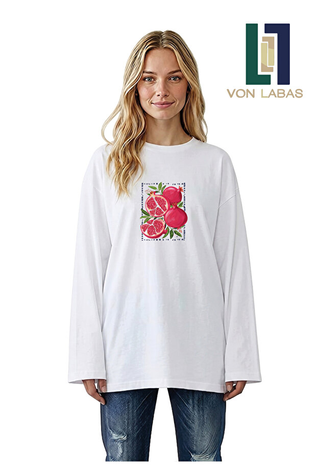 Wide Sleeve Oversize Long Sleeve Tshirt 100% Cotton Printed Summer Wear