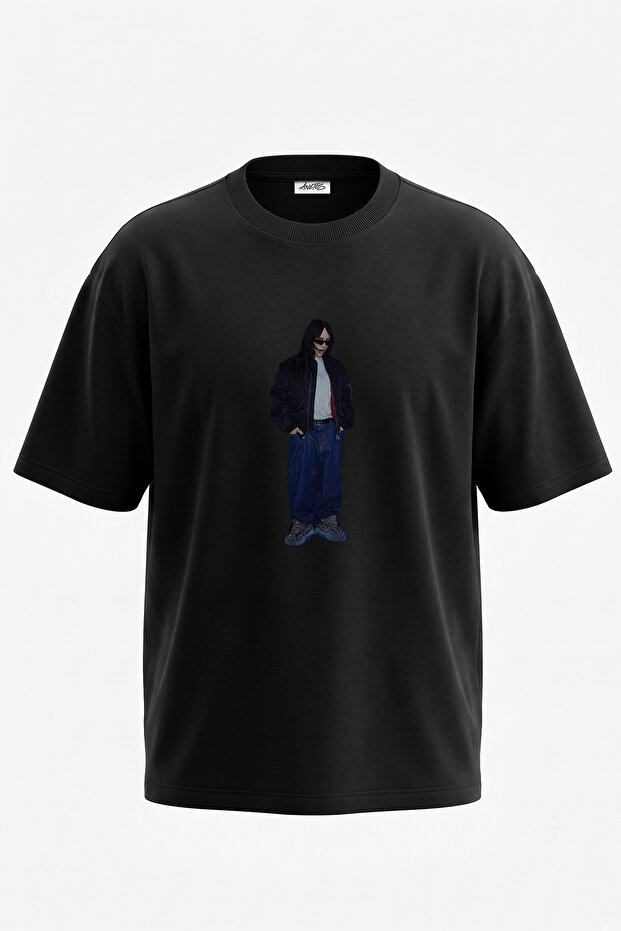 Billie Eilish_97 Design Printed Unisex Oversize Black Tshirt