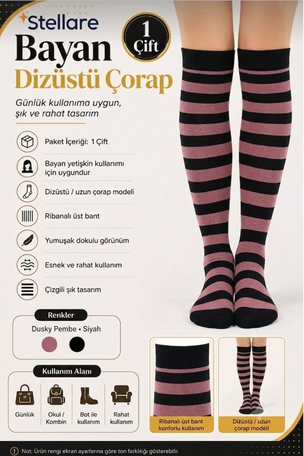 Women's Fashion Over-The-Knee Cotton Socks 1 Pair