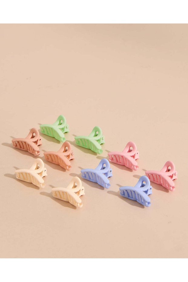 Girls Assorted Embellished Hair Clip Set (Pack Of 10)