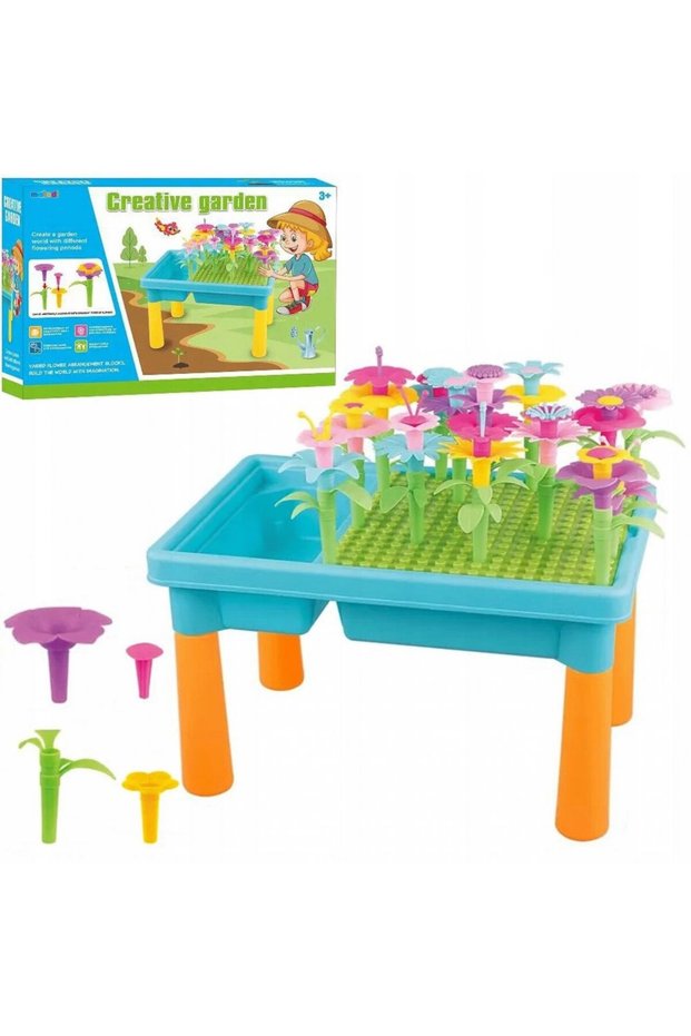 Creative Garden 2-in-1 activity table, versatile use, construction accessories