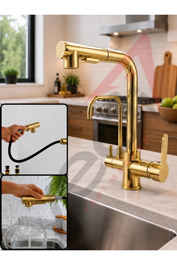 Spiral Functional Purified Kitchen Faucet Gold