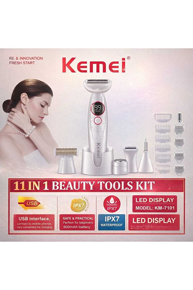 11 in 1 Beauty Tools Kit Rechargeable Trimmer EpilatorKM-7101