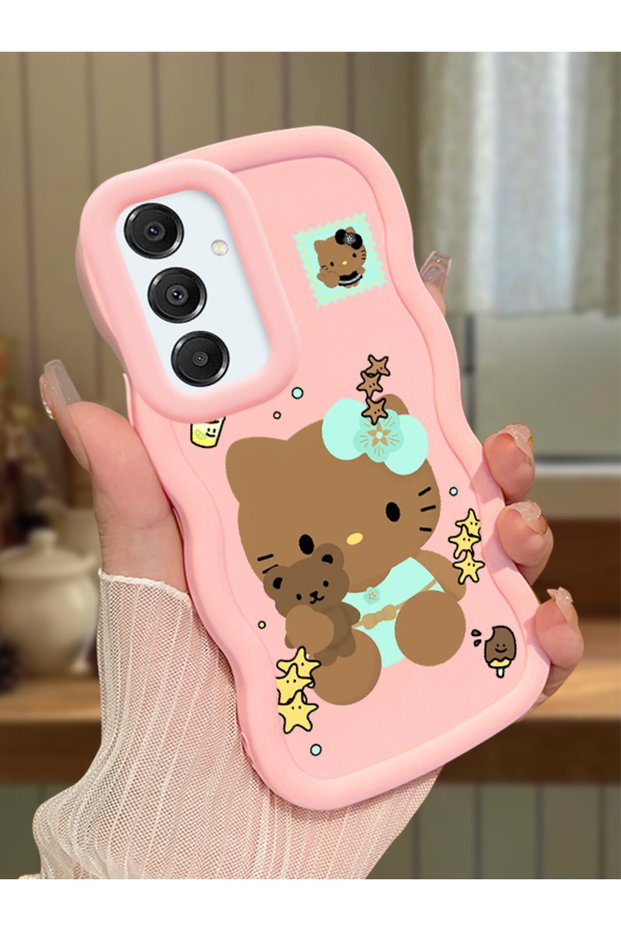 Samsung Galaxy A16 Compatible Case Camera Protector Pink Silicone Couple Phone Case Kitty Pattern