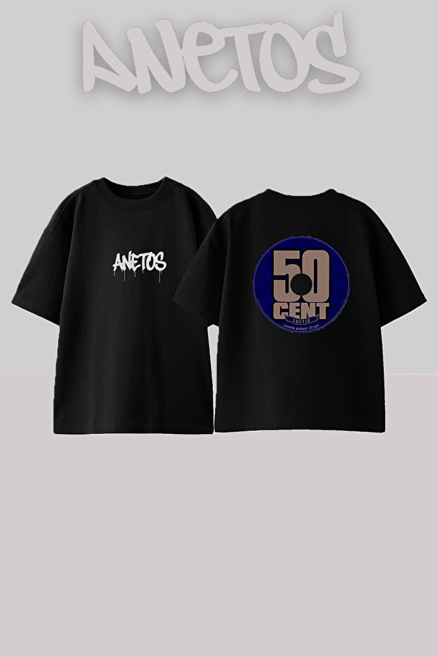 50 Cent_4 Design Printed Unisex Oversize Black Tshirt