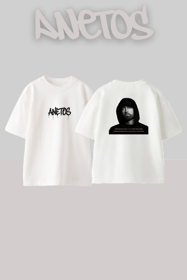 Eminem_22 Design Printed Unisex Oversize Fit White Tshirt