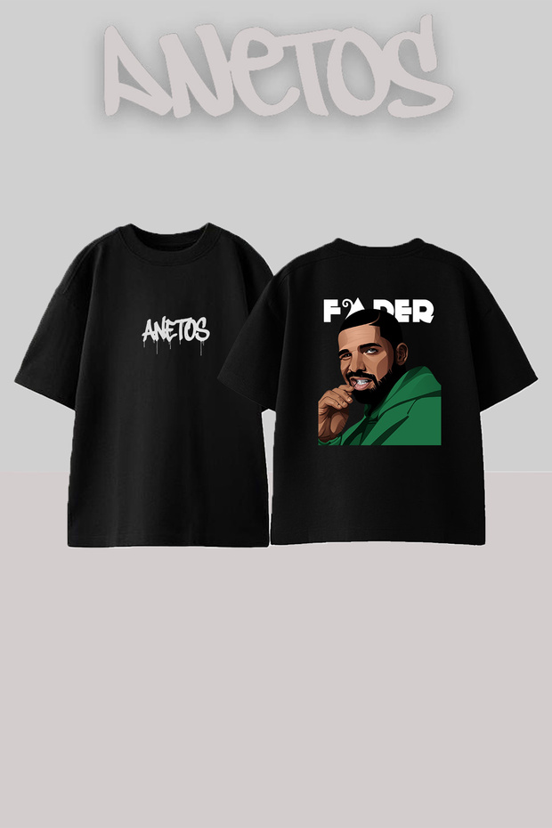 Drake_23 Design Printed Unisex Oversize Black Tshirt