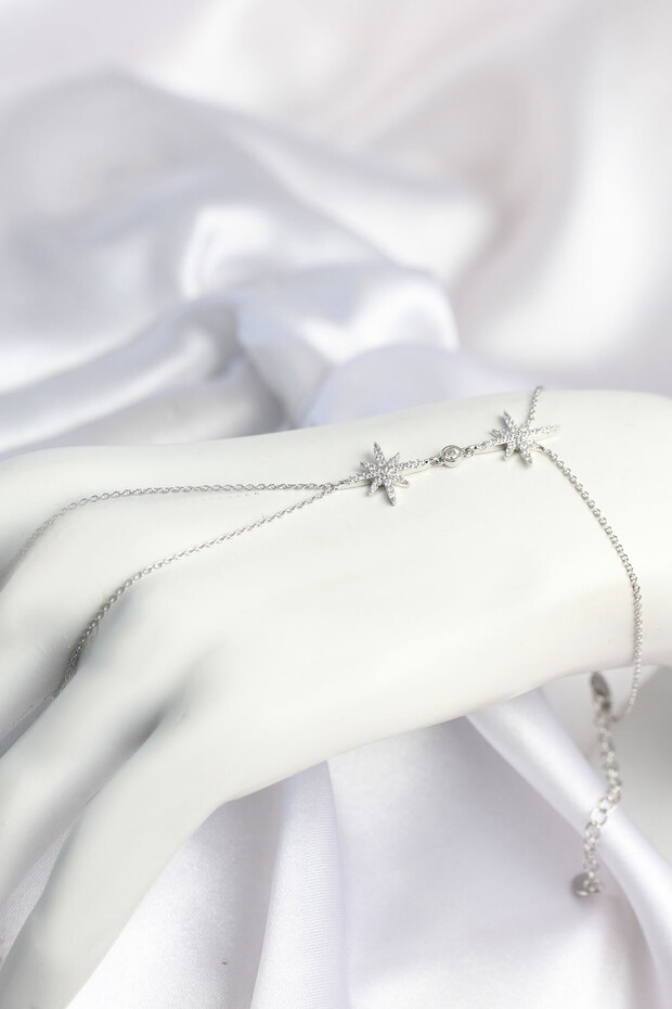 Brass Silver Color Pole Star Model Zircon Stone Shahmeran -