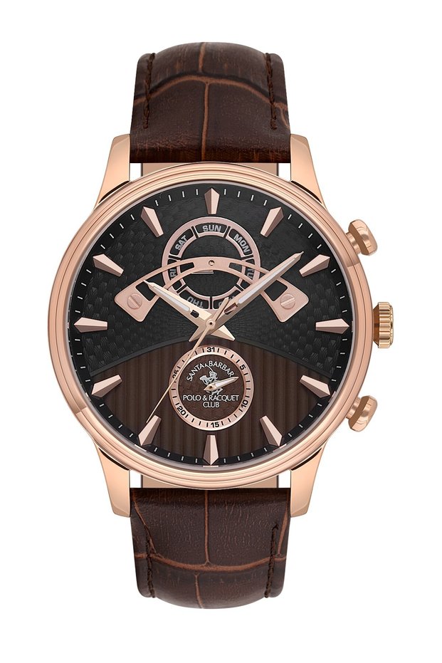Santa Barbara Polo & Racquet Club Leather Cord Male Wrist Watch 5Atm Essa-Sb.1.10593-4