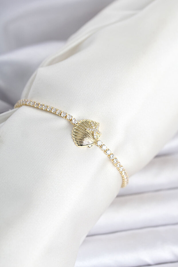 Brass Gold Color Sea Shell Model Waterway Women's Bracelet