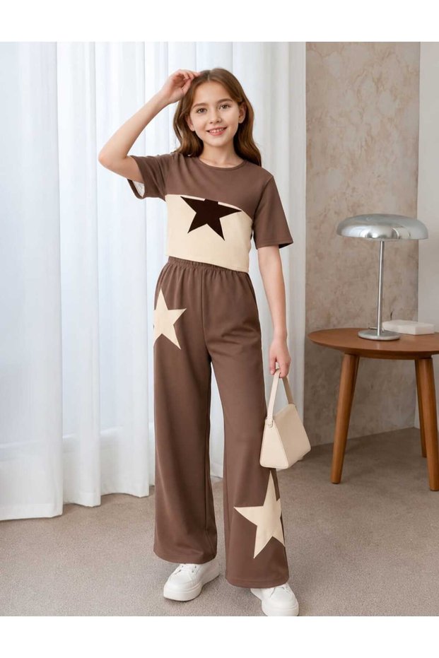 Star Printed 3-Piece Top and Bottom Set