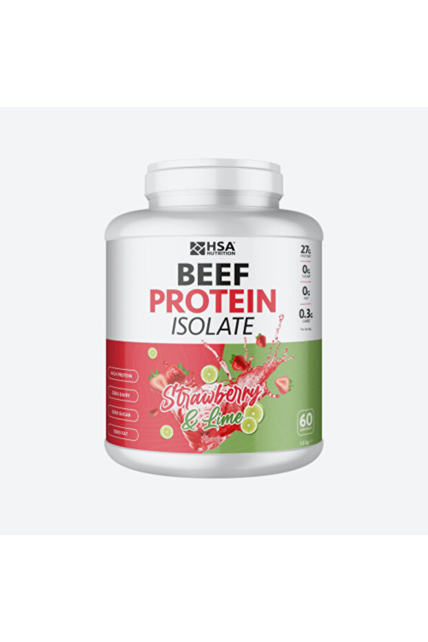بروتين لحم البقر المعزول من HSA Nutrition - بنكهة الفراولة والليمون - (1.8 كجم)