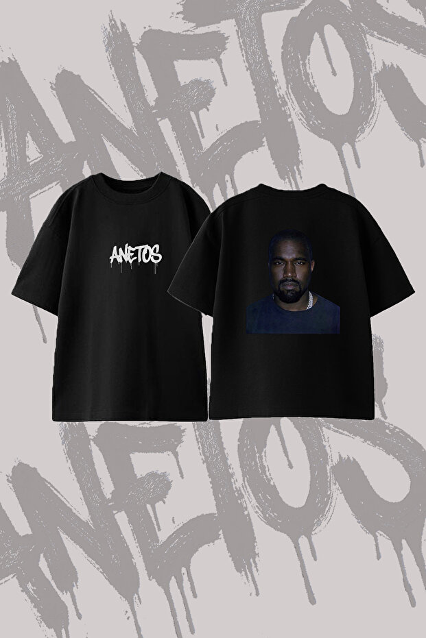 Kanye West_12 Design Printed Oversize Crew Neck T-Shirt Black