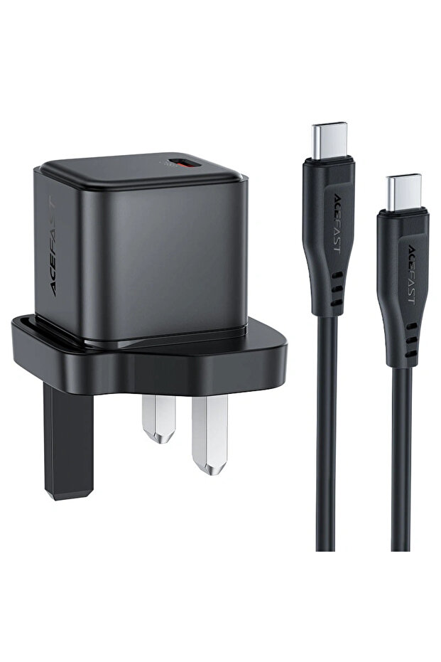 شاحن حائط A123 P5 GaN PD20W مع كابل USB-C إلى USB-C - قابس بريطاني